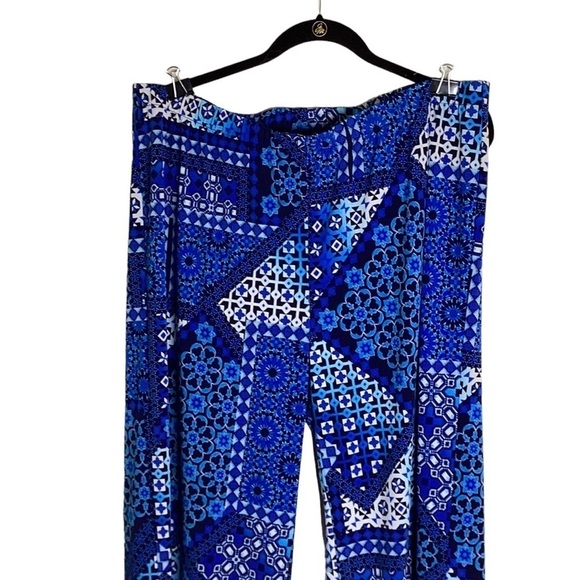Chico's Polyester/Spandex Wide leg Blue Print Pajama Pants in Size 3 (XL/16) - Picture 4 of 8